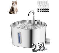 Catvitalis Fuente De Agua Gatos, Cat Vitalis Fuente, De Agua para Gatos De Acero Inoxidable, 2.2L Acero Inoxidable, Automática Y Silenciosa Ventana Gráfica En Forma De Tira (B)