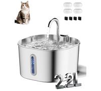 Catvitalis Fuente De Agua Gatos, Cat Vitalis Fuente, De Agua para Gatos De Acero Inoxidable, 2.2L Acero Inoxidable, Automática Y Silenciosa Ventana Gráfica En Forma De Tira (A)