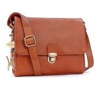 Catwalk Collection Handbags - Bandolera de Piel de Mujer - Bolso Cruzado Mediano - Bolso de Mano Diario Formato A5 - Messenger Bag - Diana - Tostado