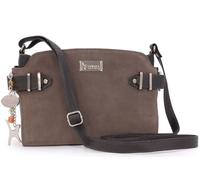 Catwalk Collection Handbags - Bandolera de Piel y Serraje - Bolso de Mano Mediano - Bolso Día a Día - Correa Ajustable - Amanda - Marrón