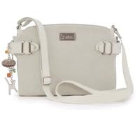 Catwalk Collection Handbags - Bandolera de Piel y Serraje - Bolso de Mano Mediano - Bolso Día a Día - Correa Ajustable - Amanda - Crema