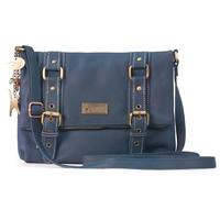 Catwalk Collection Handbags - Bolso Bandolera de Piel Autentica - Bolso Cruzado Mujer - Bolso Satchel Mediano - Bolso Día a Día - Azul Oscuro