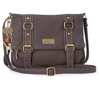 Catwalk Collection Handbags - Bolso Bandolera de Piel Autentica - Bolso Cruzado Mujer - Bolso Satchel Mediano - Bolso Día a Día - Marrón