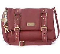 Catwalk Collection Handbags - Bolso Bandolera de Piel Autentica - Bolso Cruzado Mujer - Bolso Satchel Mediano - Bolso Día a Día - Rojo Oscuro