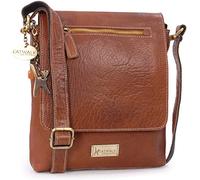 Catwalk Collection Handbags - Bolso Bandolera de Piel - Bolso Cruzado Mediano de Mujer - Bolso de Diario para Cuadernos A5 y Tablet - Anja Tostado