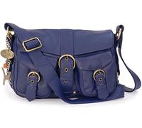 Catwalk Collection Handbags - Bolso Bandolera de Piel - Bolso Mensajero Mediano - Bolso de Mano Mujer - Bolso de Diario Tamaño A5 - Louisa - Azul