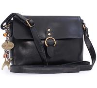 Catwalk Collection Handbags - Bolso Bandolera de Piel de Mujer - Bolso Cruzado Pequeño con Solapa - Bolsito con Correa Ajustable - Freya - Negro