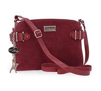 Catwalk Collection Handbags - Bolso Bandolera de Piel y Serraje - Bolso de Mano Mediano - Bolso Día a Día - Correa Ajustable - Amanda - Rojo