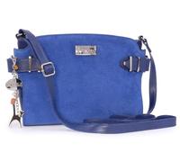 Catwalk Collection Handbags - Bolso Bandolera de Piel y Serraje - Bolso de Mano Mediano - Bolso Día a Día - Correa Ajustable - Amanda - Azul