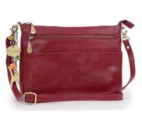 Catwalk Collection Handbags - Bolso Bandolera Mediano de Piel - Bolso Cruzado Mujer de Diario Tamaño A5 - Correa Desmontable - Jenny - Rojo