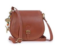 Catwalk Collection Handbags - Bolso Bandolera Mediano de Piel de Mujer - Bolso Tipo Saddle con Correa Ajustable - Isabella - Tostado