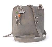 Catwalk Collection Handbags - Bolso Bandolera Pequeño de Piel Auténtica - Bolsito Mujer - Bolso de Mano con Correa Ajustable - Lena - Gris