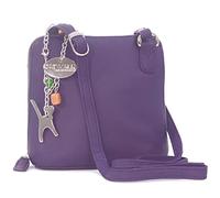 Catwalk Collection Handbags - Bolso Bandolera Pequeño de Piel Auténtica - Bolsito Mujer - Bolso de Mano con Correa Ajustable - Lena - Violeta