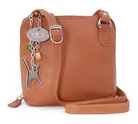 Catwalk Collection Handbags - Bolso Bandolera Pequeño de Piel Auténtica - Bolsito Mujer - Bolso de Mano con Correa Ajustable - Lena - Tostado
