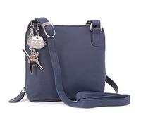 Catwalk Collection Handbags - Bolso Bandolera Pequeño de Piel Auténtica - Bolsito Mujer - Bolso de Mano con Correa Ajustable - Lena - Azul