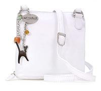 Catwalk Collection Handbags - Bolso Bandolera Pequeño de Piel Auténtica - Bolsito Mujer - Bolso de Verano con Correa Ajustable - Lena - Blanco