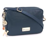 Catwalk Collection Handbags - Bolso Bandolera Pequeño de Piel Auténtica - Bolso de Mano Mujer - Bolsito Cruzado con Correa Desmontable - Polly - Azul