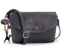 Catwalk Collection Handbags - Bolso Bandolera Pequeño de Piel - Bolsito de Mujer - Bolso de Hombro con Solapa - Correa Ajustable - Florence - Negro