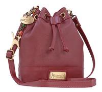 Catwalk Collection Handbags - Bolso Bandolera Pequeño de Piel - Bolso Saco de Mujer con Cordón - Bolso Bombonera de Verano - Rochelle - Rojo