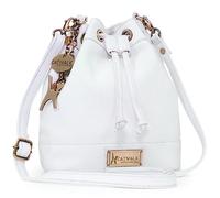 Catwalk Collection Handbags - Bolso Bandolera Pequeño de Piel - Bolso Saco de Mujer con Cordón - Bolso Bombonera de Verano - Rochelle - Blanco