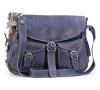 Catwalk Collection Handbags - Bolso Bandolera Piel - Bolso Mensajero Mujer - Bolso de Hombro Mediano - Bolso de Diario Formato A5 - Courier - Azul
