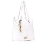 Catwalk Collection Handbags - Bolso de Hombro de Piel Acolchado - Bolso Tote Mujer - Bolso de Mano - Bolso de Diario - Grande/Mediano - Sofia Blanco