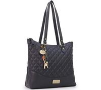 Catwalk Collection Handbags - Bolso de Hombro de Piel Acolchado - Bolso Tote Mujer - Bolso de Mano - Bolso de Diario - Grande/Mediano - Sofia Negro