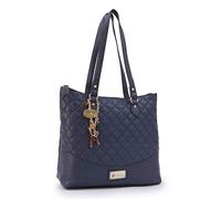 Catwalk Collection Handbags - Bolso de Hombro de Piel Acolchado - Tote Bag para Mujer - Bolso de Mano Diario - Grande/Mediano - Sofia - Azul Oro