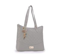 Catwalk Collection Handbags - Bolso de Hombro de Piel Acolchado - Tote Bag para Mujer - Bolso de Mano Diario - Grande/Mediano - Sofia - Gris Oro