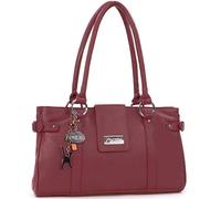 Catwalk Collection Handbags - Bolso de Hombro de Piel - Bolso de Mano Mediano Mujer - Bolso de Diario Multibolsillos - Martina - Rojo