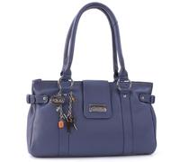Catwalk Collection Handbags - Bolso de Hombro de Piel - Bolso de Mano Mediano Mujer - Bolso de Diario Multibolsillos - Martina - Azul
