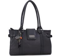 Catwalk Collection Handbags - Bolso de Hombro de Piel - Bolso de Mano Mediano Mujer - Bolso de Diario Multibolsillos - Martina - Negro