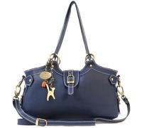 Catwalk Collection Handbags - Bolso de Hombro de Piel con Correa Bandolera Desmontable - Bolso Cruzado de Mano Mediano para Mujer - Nicole -Azul