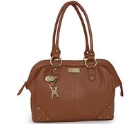 Catwalk Collection Handbags - Bolso de Hombro de Piel de Mujer - Tote Bag Grande - A4 Bolso Trabajo - Multibolsillos - Doctor - Tostado