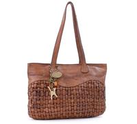 Catwalk Collection Handbags - Bolso de Hombro de Piel Lavada - Bolso Tote Mediano de Mujer - Bolso Trenzado Multibolsillos - Matilda - Tostado