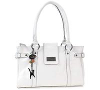 Catwalk Collection Handbags - Bolso de Hombro Mediano de Piel - Bolso de Mano Diario Multibolsillos Mujer - Martina - Blanco