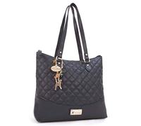 Catwalk Collection Handbags - Bolso de Hombro Piel Acolchado - Bolso Tote Mujer - Bolso de Mano - Bolso de Diario - Grande/Mediano - Sofia Negro Oro
