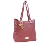 Catwalk Collection Handbags - Bolso de Hombro Piel Acolchado - Bolso Tote Mujer - Bolso de Mano - Bolso de Diario - Grande/Mediano - Sofia Rojo Oro