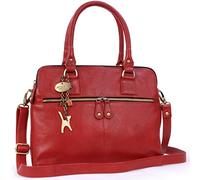 Catwalk Collection Handbags - Bolso de Hombro Piel - Correa Bandolera Desmontable - Tote Grande Mujer - Bolso Diario Multibolsillos - Victoria - Rojo