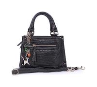 Catwalk Collection Handbags - Bolso de Mano con Correa Bandolera - Bolso con Asa Pequeño - Bolsito Mujer - Piel Efecto Cocodrilo - Raven - Negro