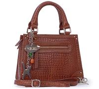 Catwalk Collection Handbags - Bolso de Mano con Correa Bandolera - Bolso con Asa Pequeño - Bolsito Mujer - Piel Efecto Cocodrilo - Raven - Marrón