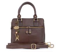 Catwalk Collection Handbags - Bolso de Mano de Piel - Correa Bandolera Desmontable - Tote Mediano de Mujer - Bolso de Hombro Diario - Vicky - Marrón