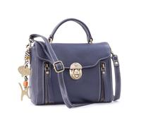 Catwalk Collection Handbags - Bolso de Mano Mediano con Correa Bandolera - Bolso con Asa de Piel de Mujer - Correa Ajustable - Athena - Azul