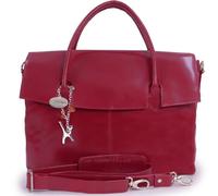 Catwalk Collection Handbags - Bolso Ordenador Portatil Mujer Piel - Bolso Bandolera Grande de Trabajo - Maletín con Funda Acolchada - Helena - Rojo