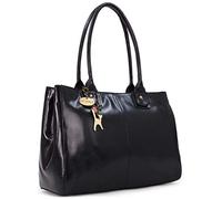 Catwalk Collection Handbags - Bolso Tote Grande de Piel Auténtica - Bolso de Hombro Mujer - Bolso de Mano Tamaño A4 de Trabajo - Kensington - Negro
