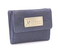 Catwalk Collection Handbags - Cartera Pequeña de Mujer - Monedero de Piel - Porta 6 Tarjetas - Billetera - Bloqueo RFID - Caja de Regalo - Eve - Azul