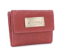 Catwalk Collection Handbags - Cartera Pequeña de Mujer - Monedero de Piel - Porta 6 Tarjetas - Billetera - Bloqueo RFID - Caja de Regalo - Eve - Rojo