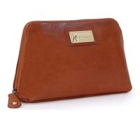 Catwalk Collection Handbags - Estuche de Maquillaje Mediano de Piel - Neceser de Viaje de Mujer - Bolsa de Aseo - Caja de Regalo - Emma - Tostado