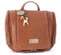 Catwalk Collection Handbags - Grande Neceser de Viaje de Piel - Bolso de Aseo Colgante - Bolso de Baño para Mujer - con Gancho - Maisie - Tostado