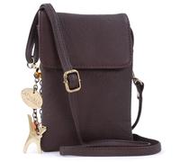 Catwalk Collection Handbags - Mini Bolso Bandolera de Piel - Bolso Pequeño Porta Móvil - Bolsito de Verano para Mujer - Billie - Marrón
